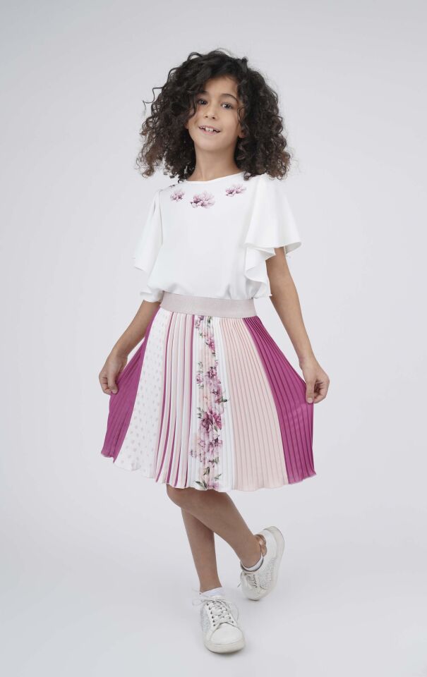 KIZ ÇOCUK KOLLARI VOLANLI BLUZ