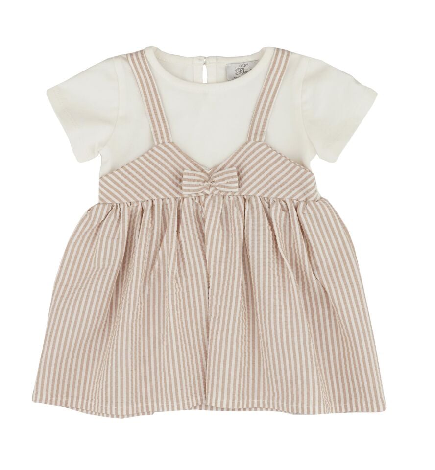 KIZ BEBEK ÇİZGİLİ ELBİSE