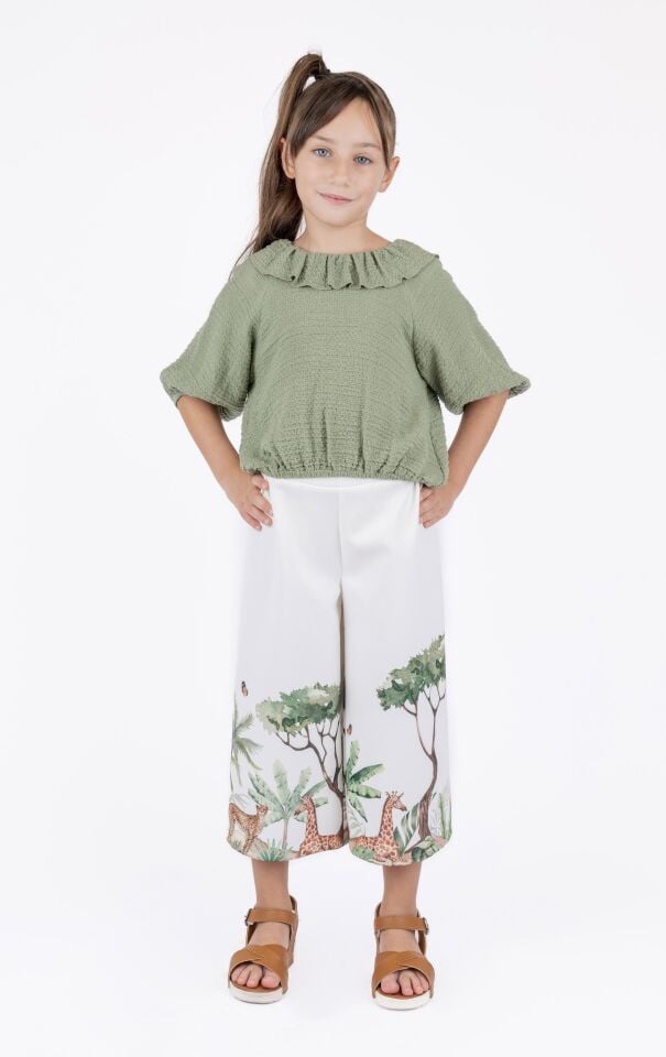 KIZ ÇOCUK YAKA FIRFIRLI BLUZ