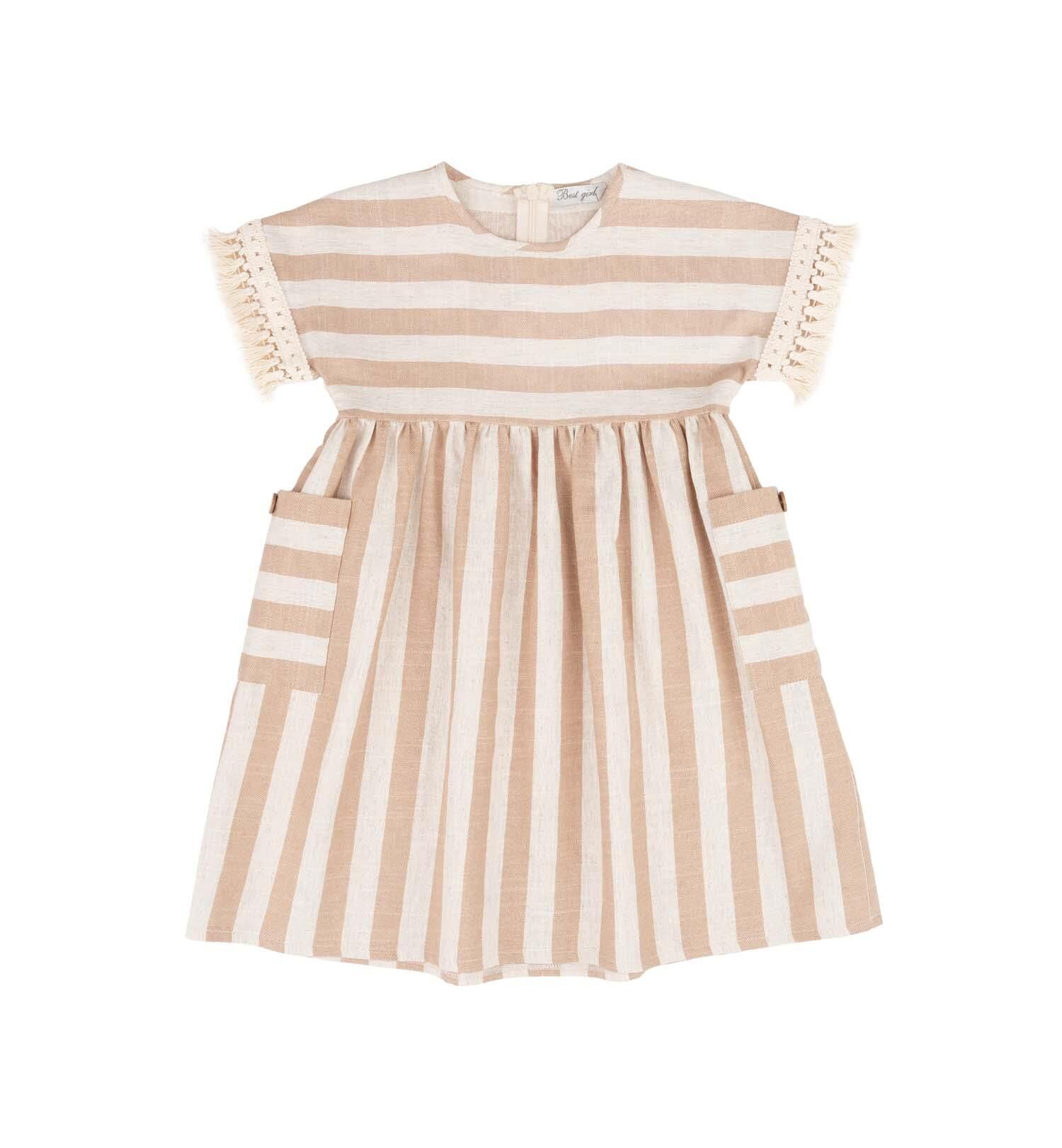 KIZ ÇOCUK ÇİZGİLİ ELBİSE