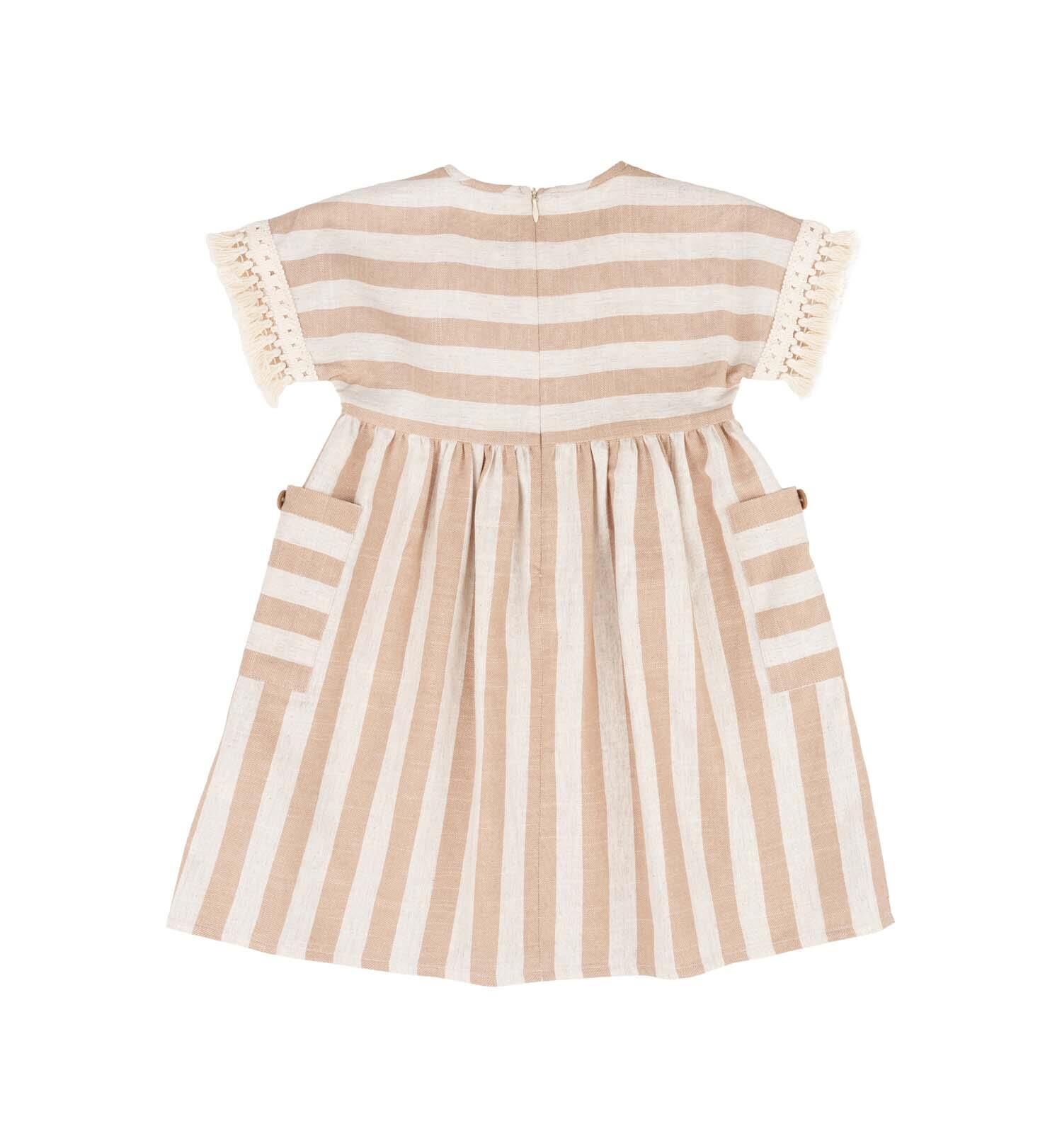 KIZ ÇOCUK ÇİZGİLİ ELBİSE