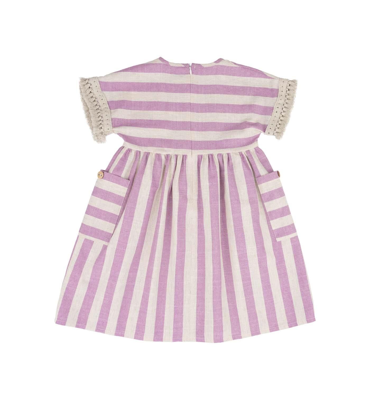 KIZ ÇOCUK ÇİZGİLİ ELBİSE