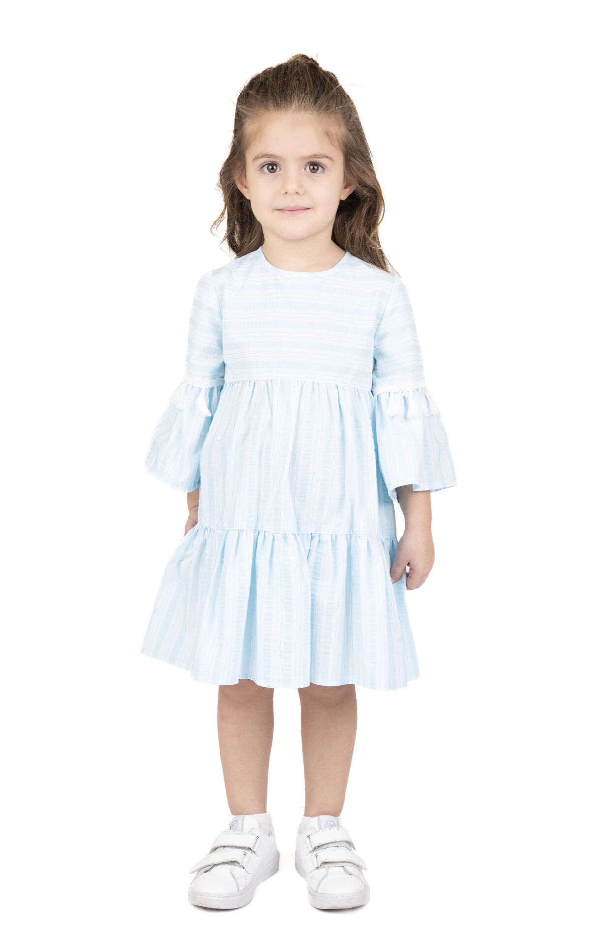 KIZ ÇOCUK ÇİZGİLİ ELBİSE