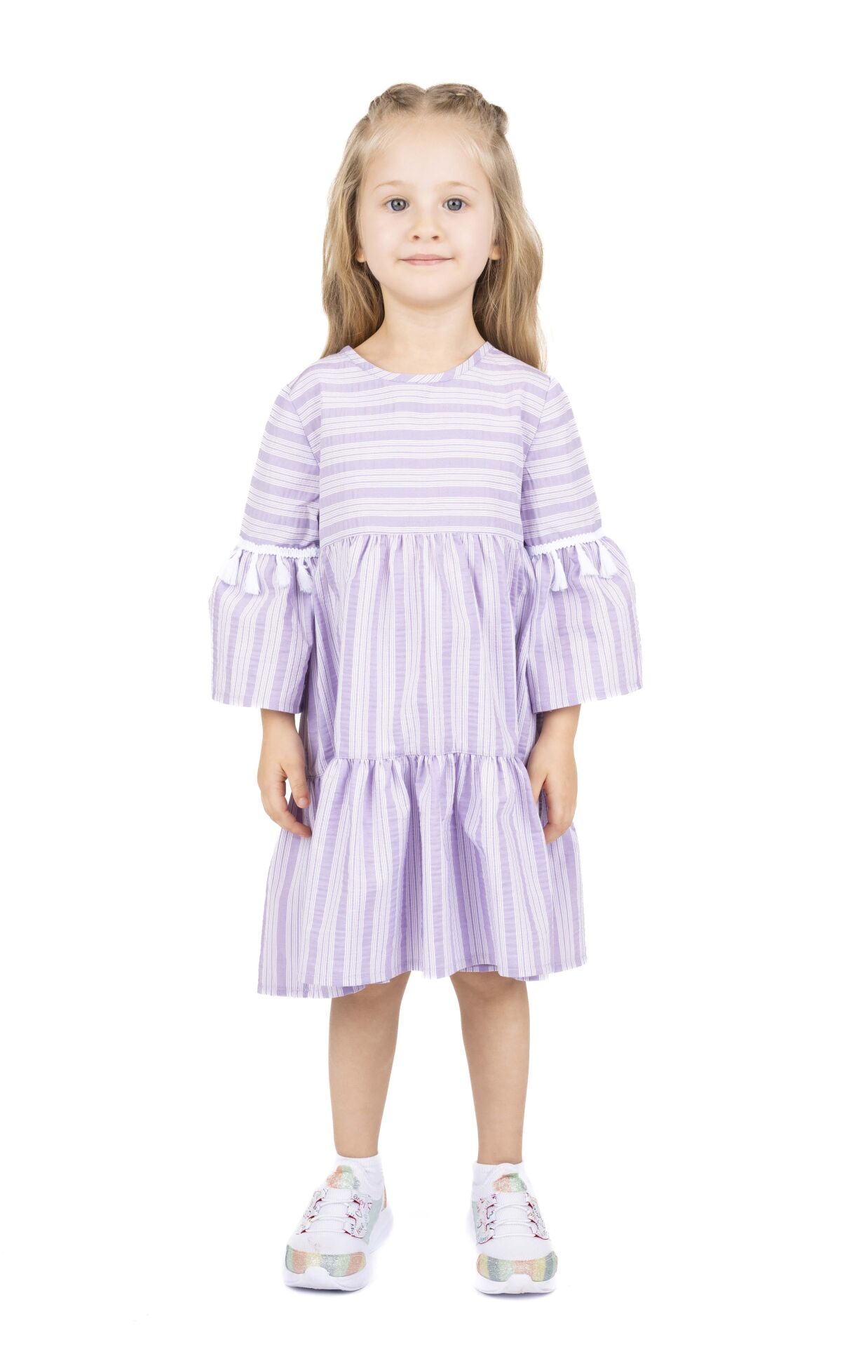 KIZ ÇOCUK ÇİZGİLİ ELBİSE