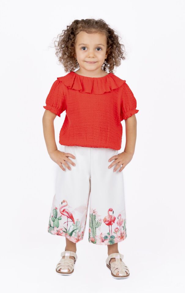 KIZ ÇOCUK FLAMİNGO BASKILI PANTOLON