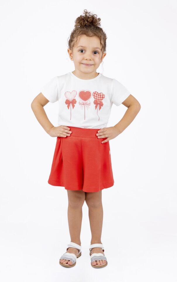 KIZ ÇOCUK DÜĞME DETAY ŞORT