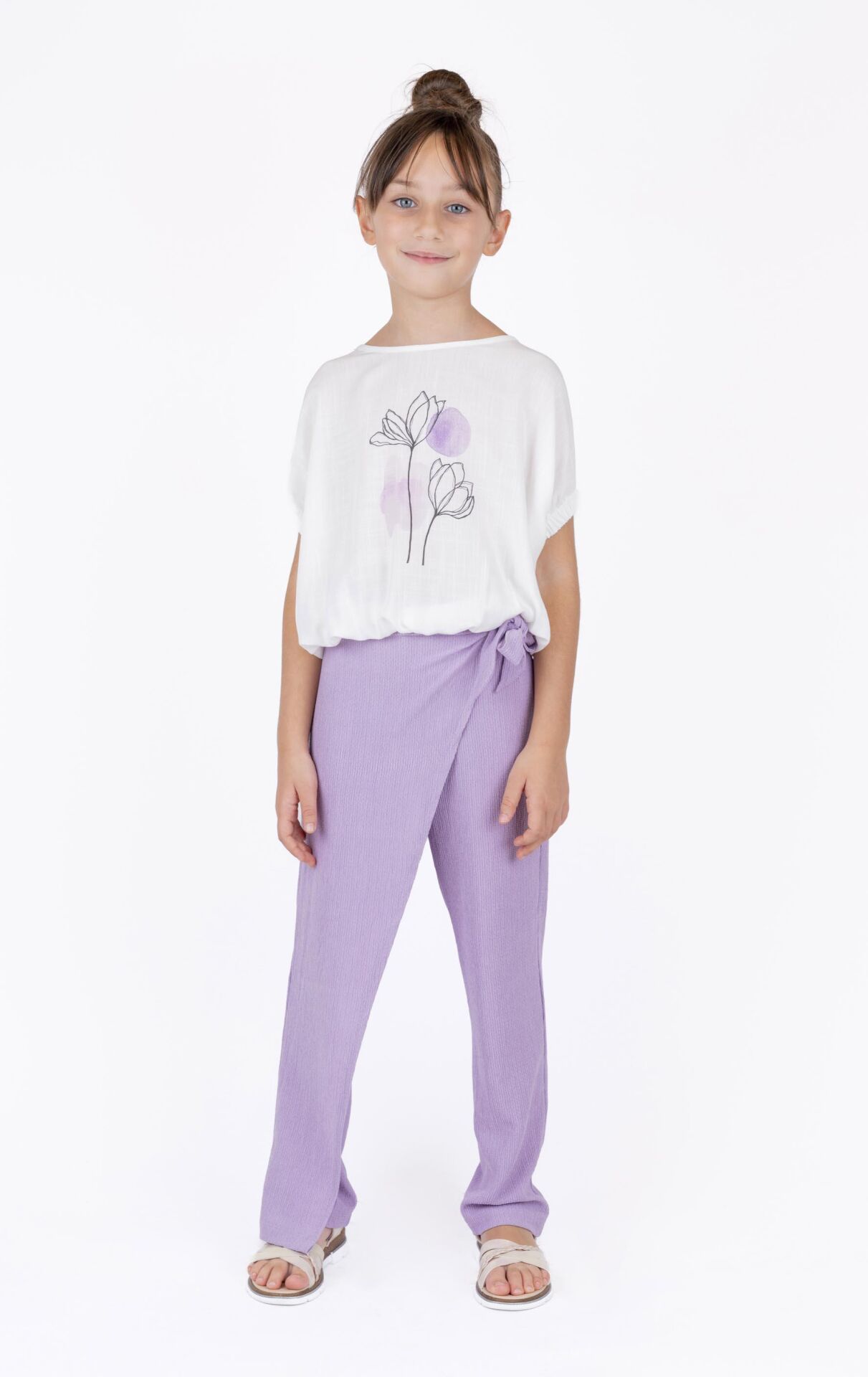 KIZ ÇOCUK BELİ LASTİKLİ BASKILI BLUZ