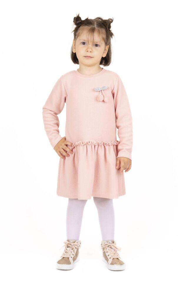 KIZ ÇOCUK KİRAZ BROŞLU ELBİSE