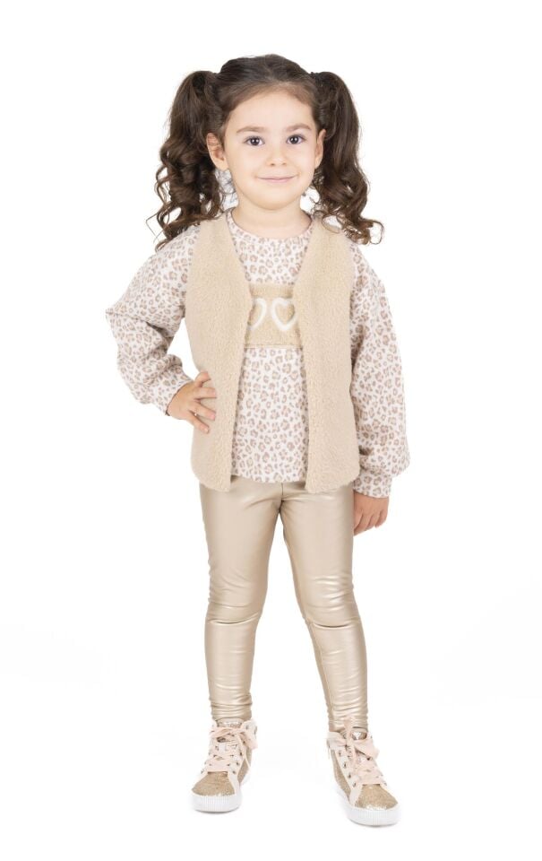 KIZ ÇOCUK KÜRK DETAYLI YELEK