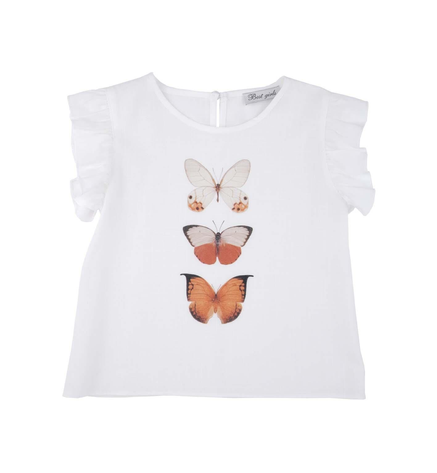 KIZ ÇOCUK KOLLARI VOLANLI BLUZ