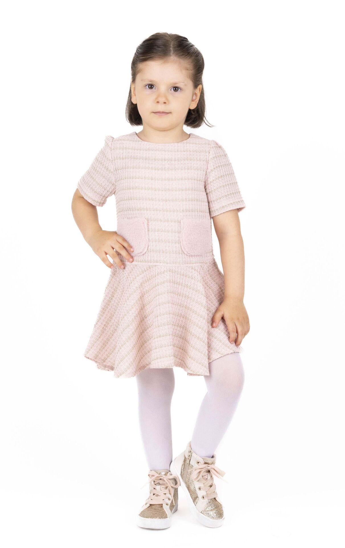 KIZ ÇOCUK KISA KOLLU TÜVİT ELBİSE