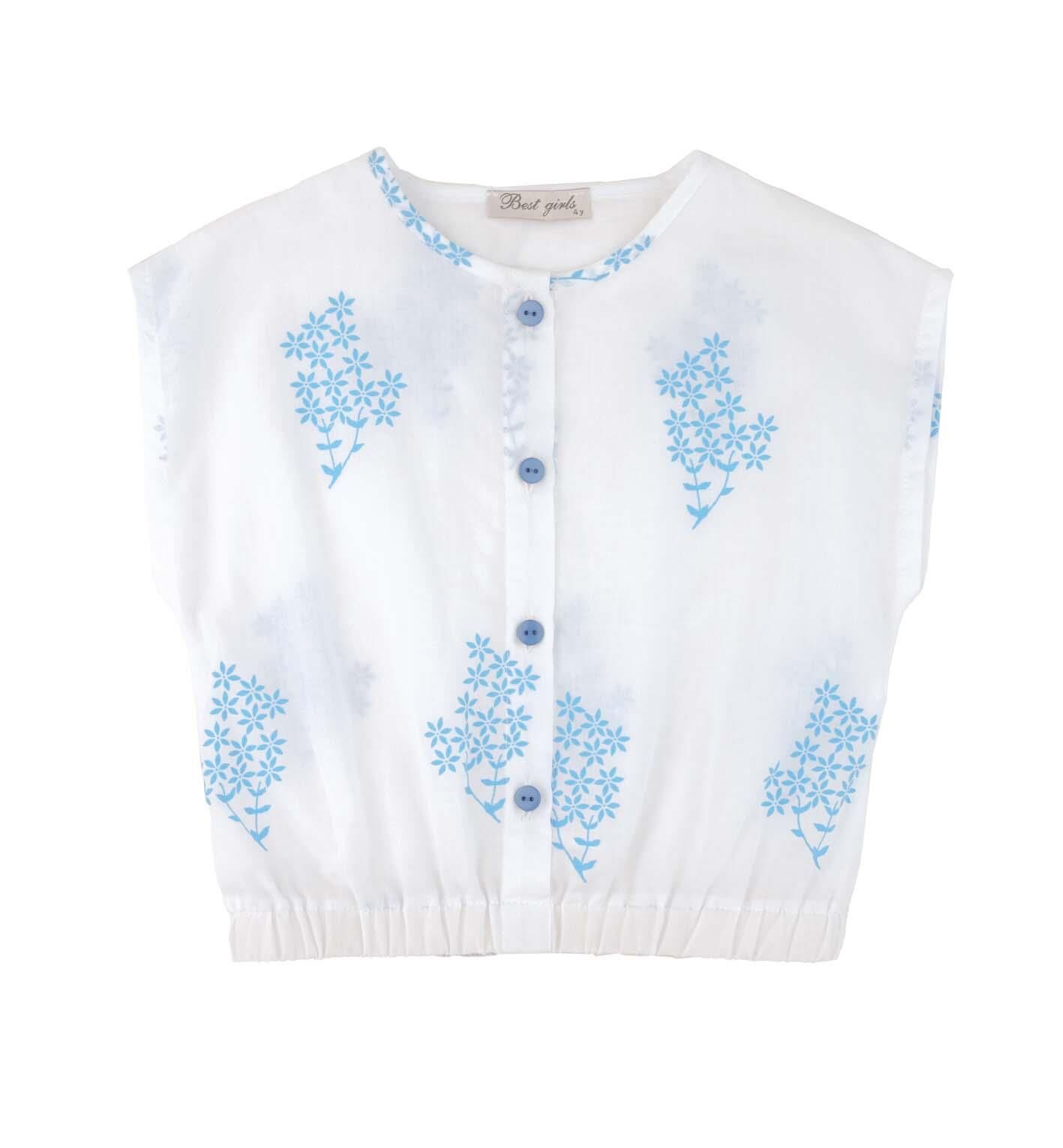 KIZ ÇOCUK BELİ LASTİKLİ BASKILI GÖMLEK