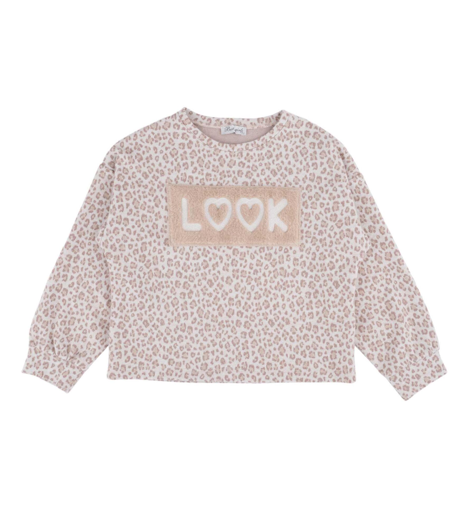 KIZ ÇOCUK UZUN KOLLU  LEOPAR DESENLİ SWEATSHIRT