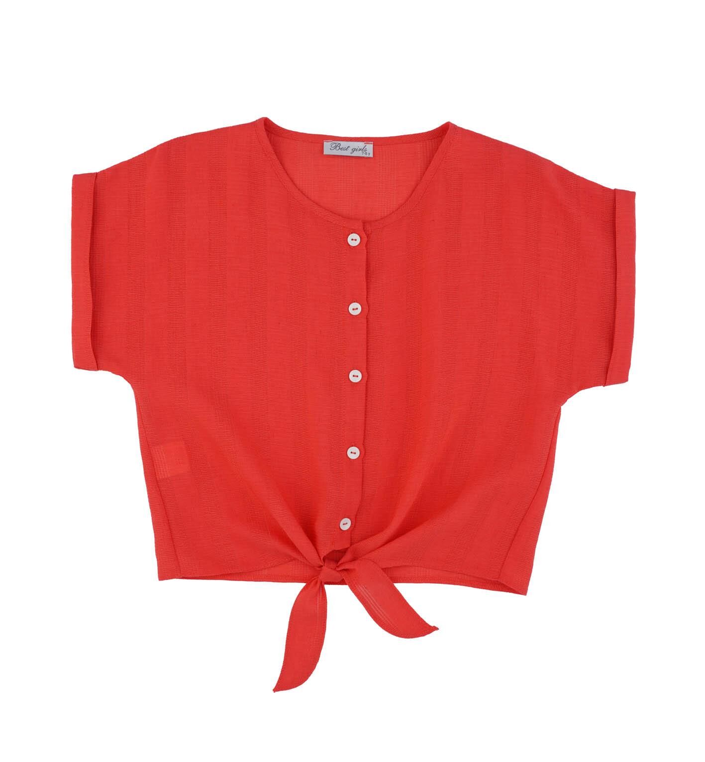 KIZ ÇOCUK BEL BAĞLAMALI GÖMLEK