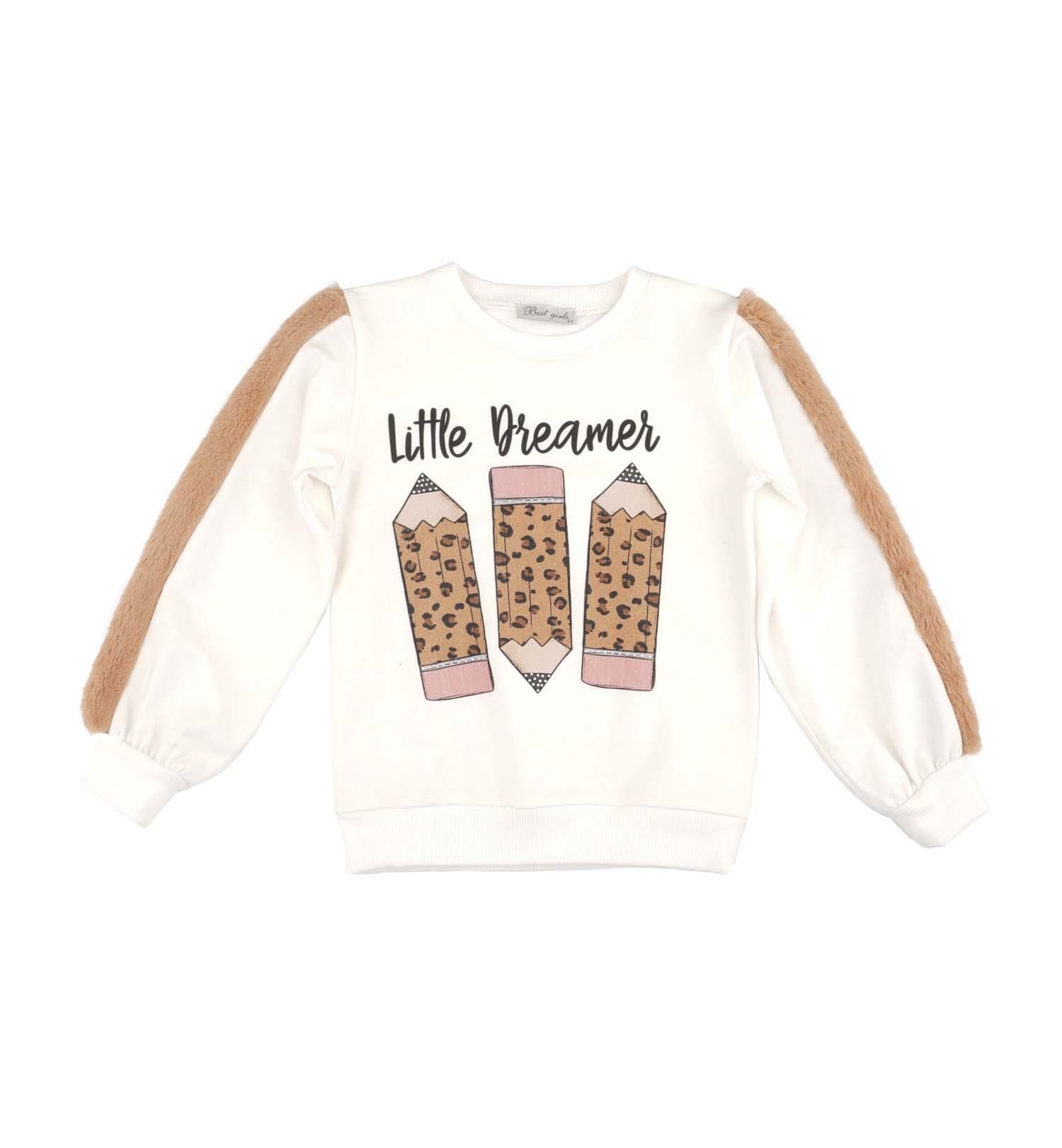 KIZ ÇOCUK KOLLARI PELUŞ DETAYLI SWEATSHIRT