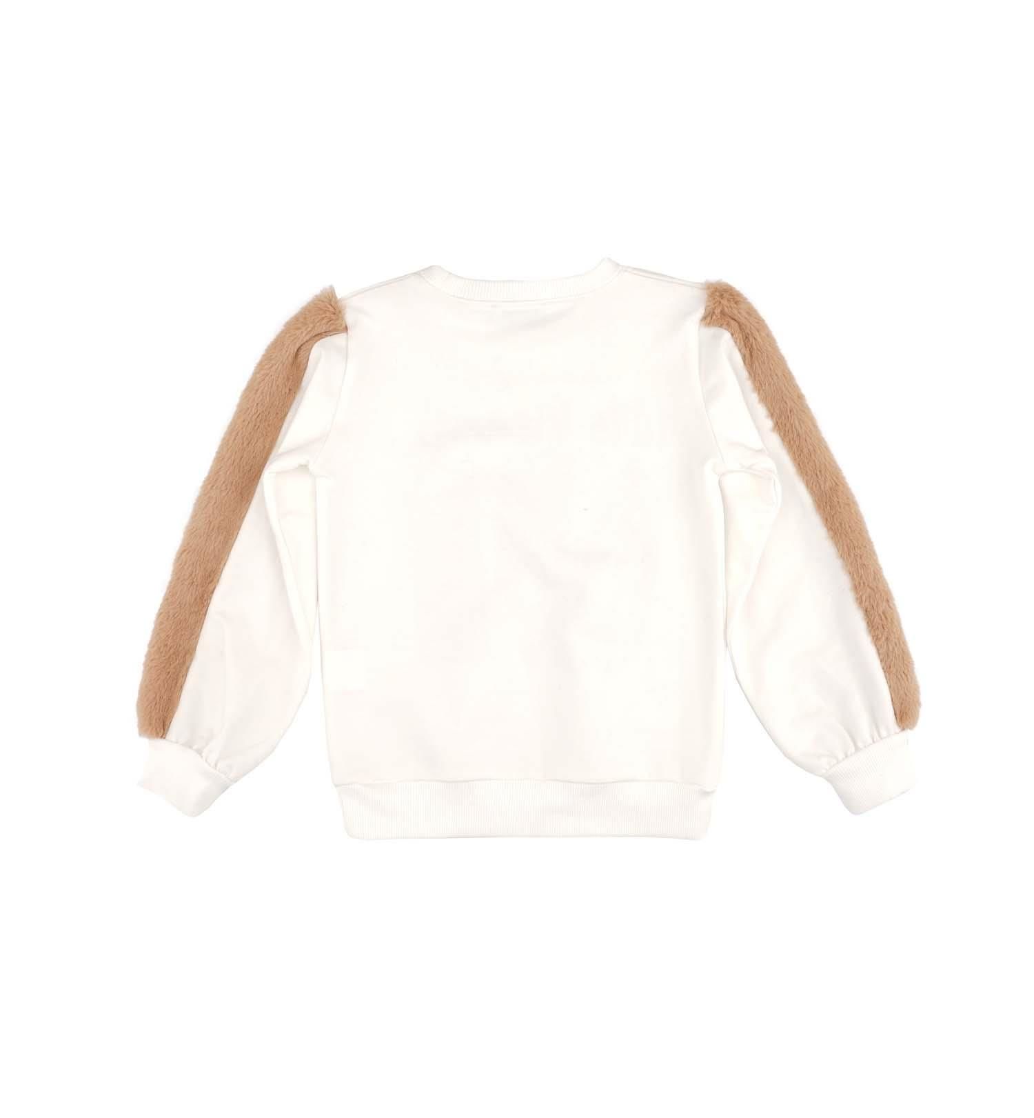 KIZ ÇOCUK KOLLARI PELUŞ DETAYLI SWEATSHIRT