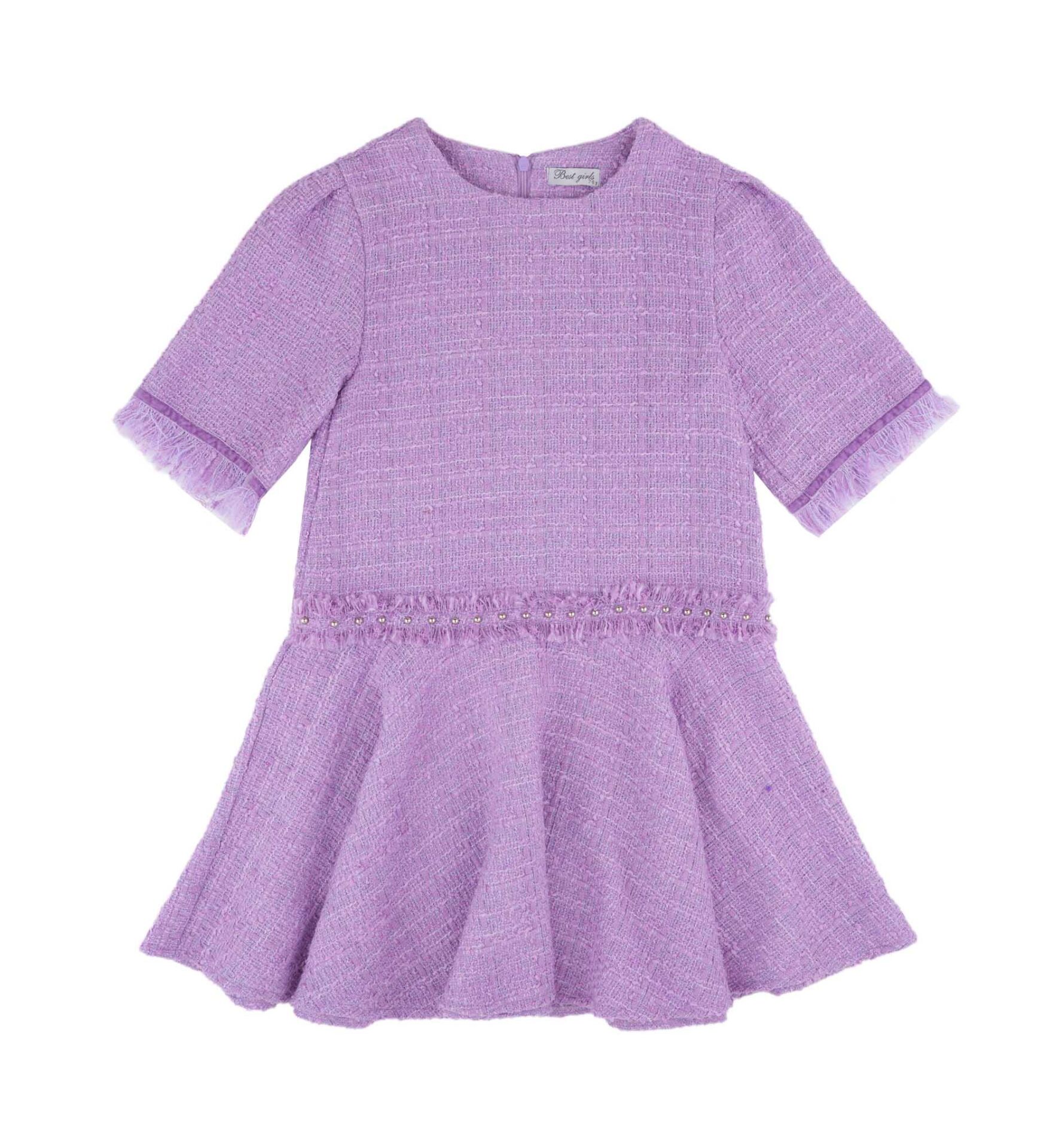 KIZ ÇOCUK KOLU PÜSKÜLLÜ ELBİSE