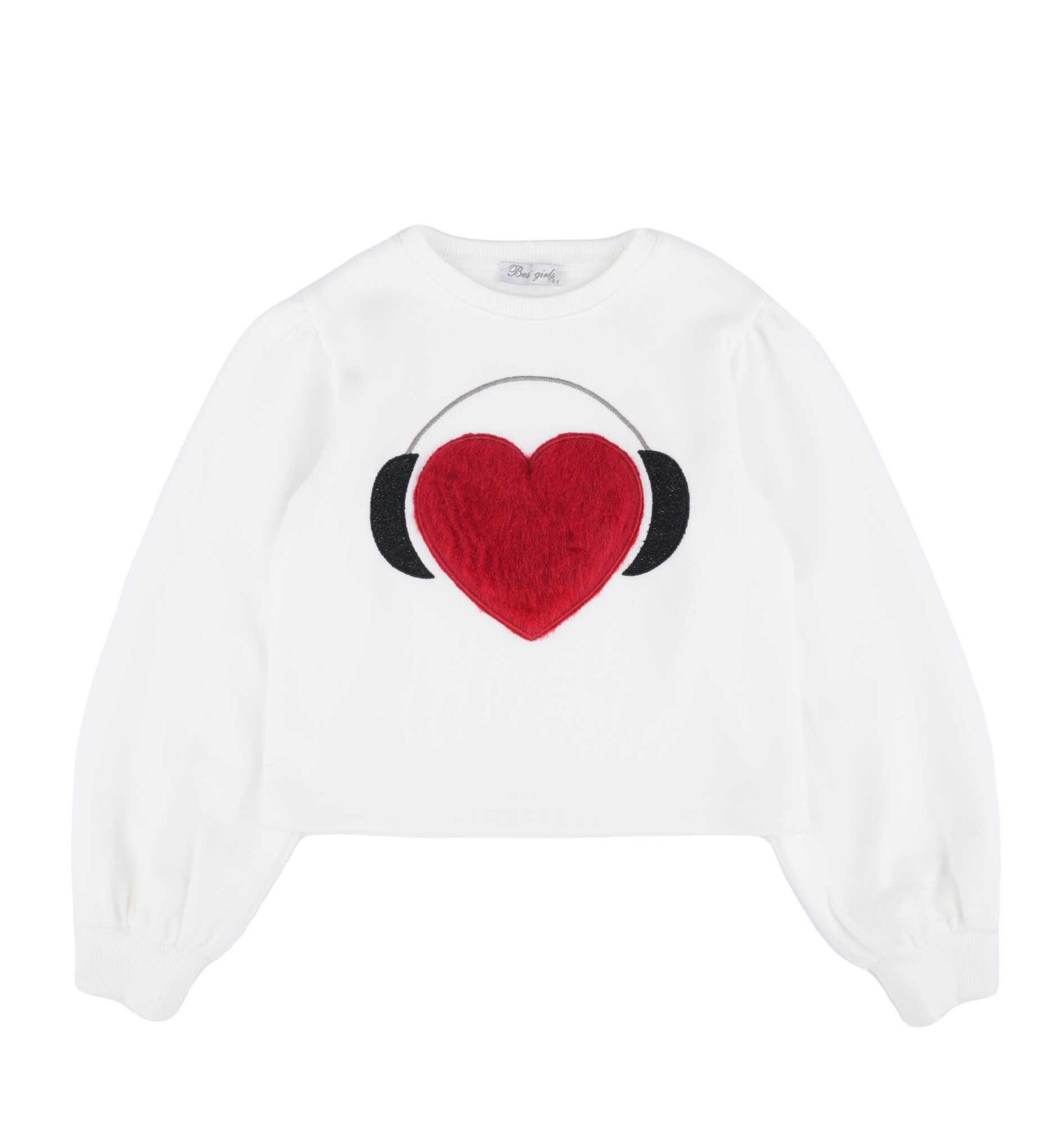 KIZ ÇOCUK KALPLİ SWEATSHIRT