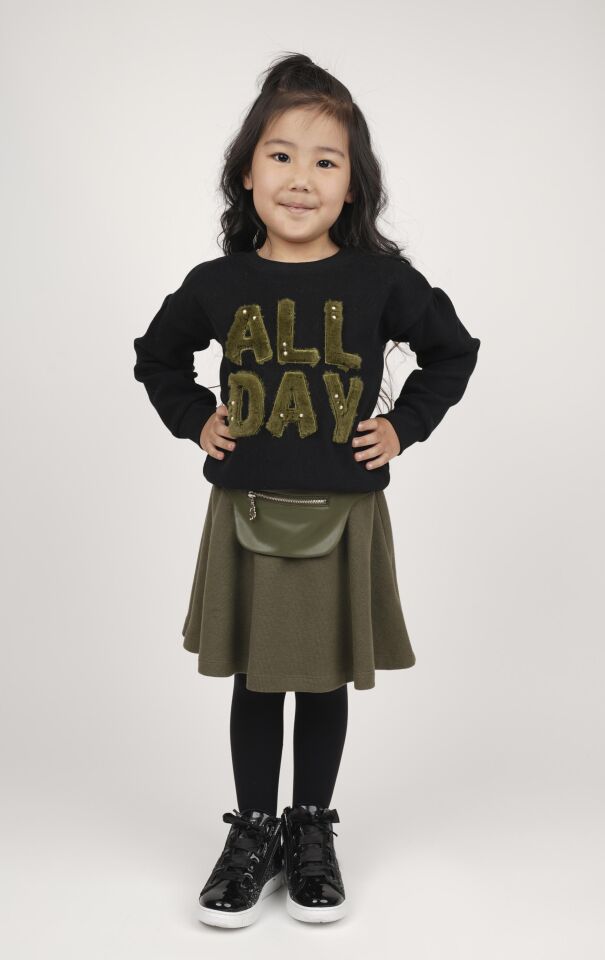 KIZ ÇOCUK YAZI BASKILI SWEATSHIRT