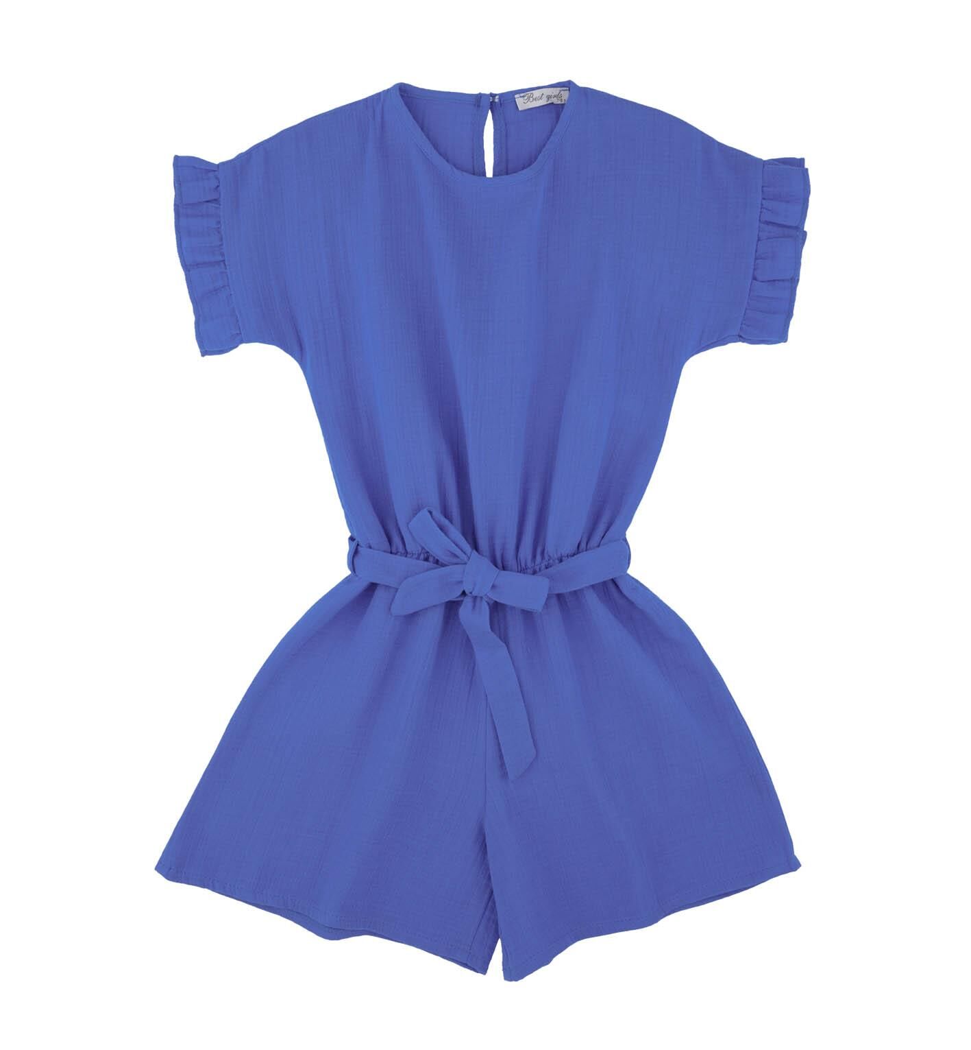 KIZ ÇOCUK BEL KUŞAKLI  ŞORT TULUM