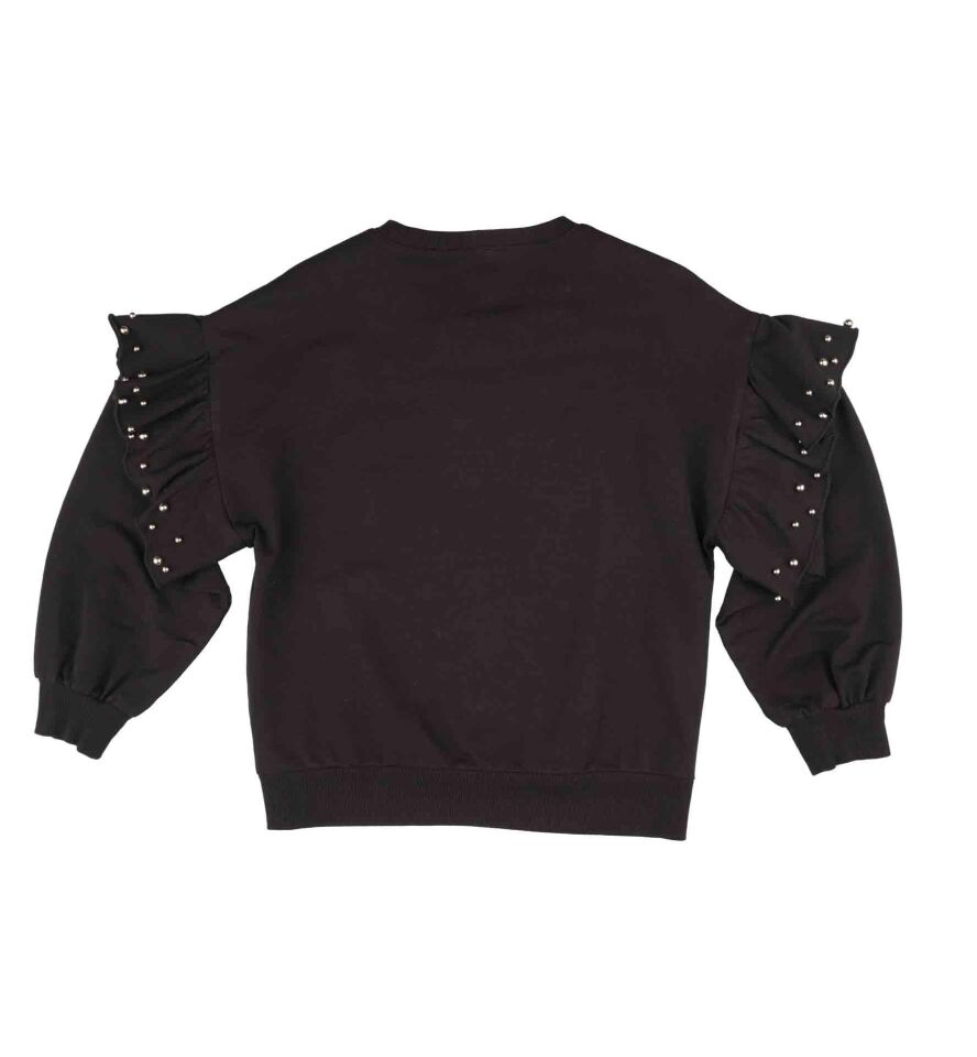KIZ ÇOCUK KOLLARI VOLANLI SWEATSHIRT