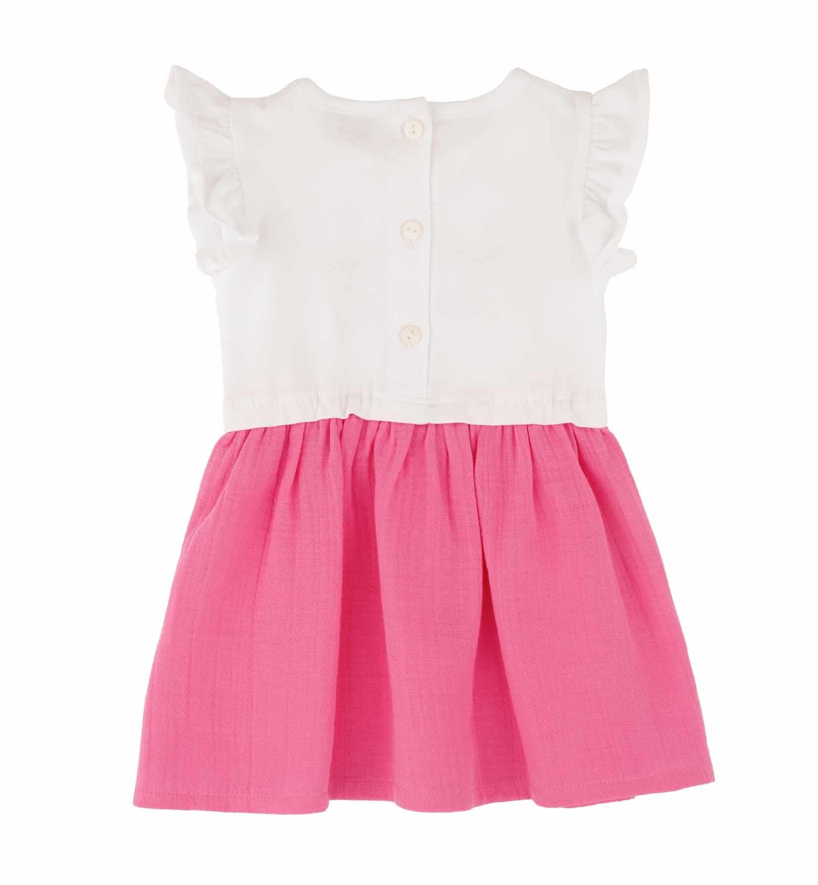 KIZ BEBEK KOLU VOLANLI ÇİFT RENKLİ ELBİSE