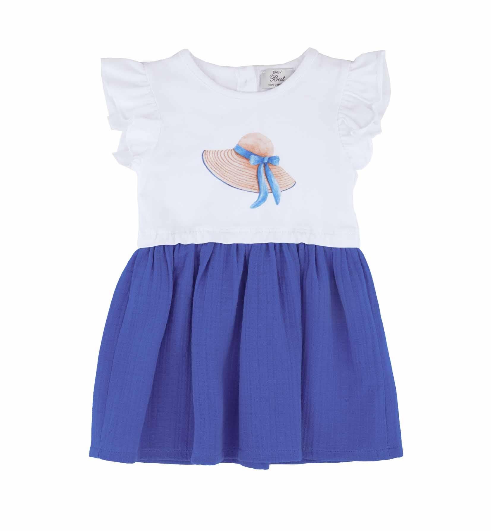 KIZ BEBEK KOLU VOLANLI ÇİFT RENKLİ ELBİSE