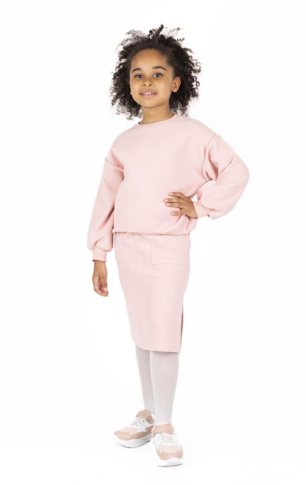 KIZ ÇOCUK BEL BÜZGÜLÜ SWEATSHIRT