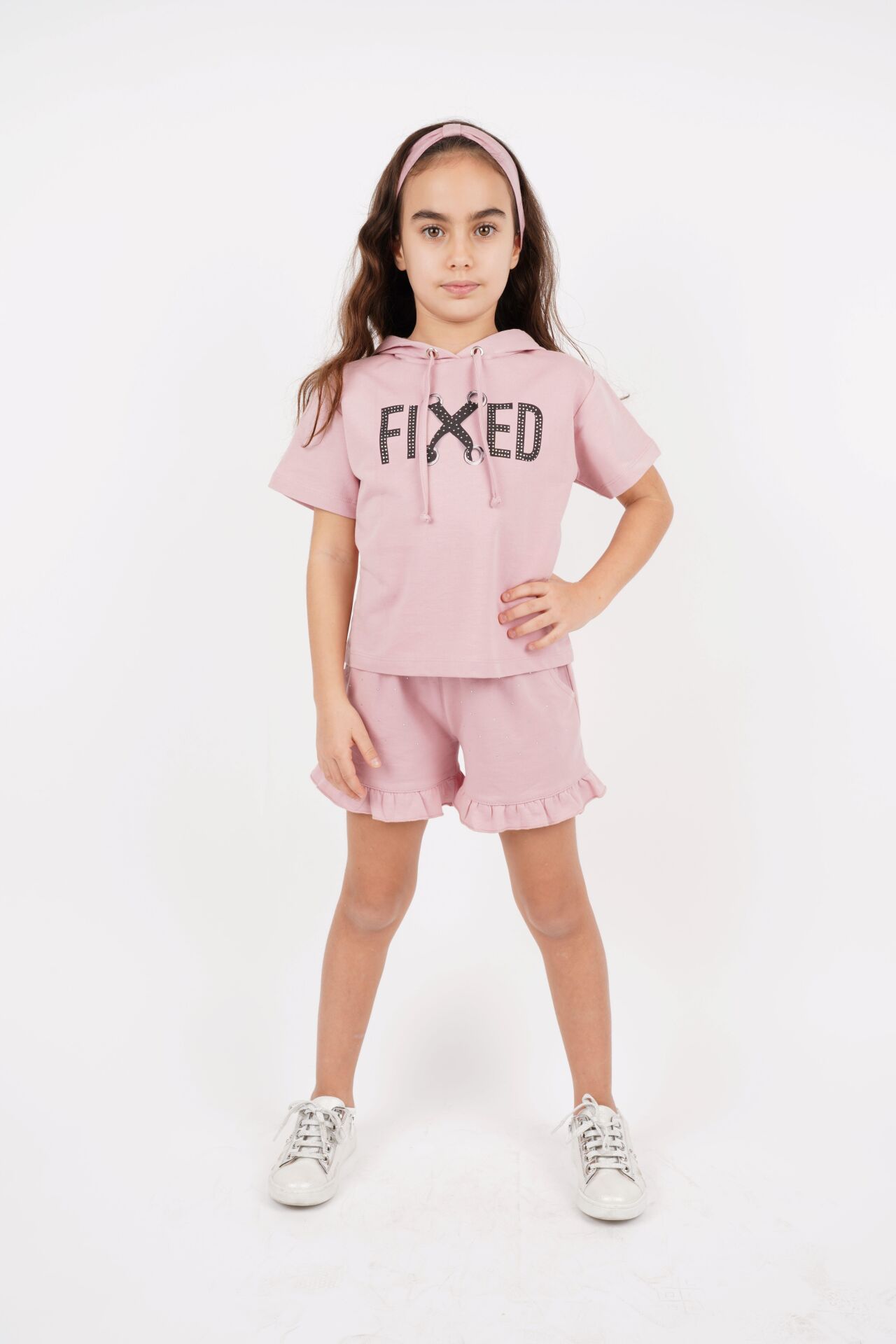 KIZ ÇOCUK KISA KOLLU SWEATSHIRT