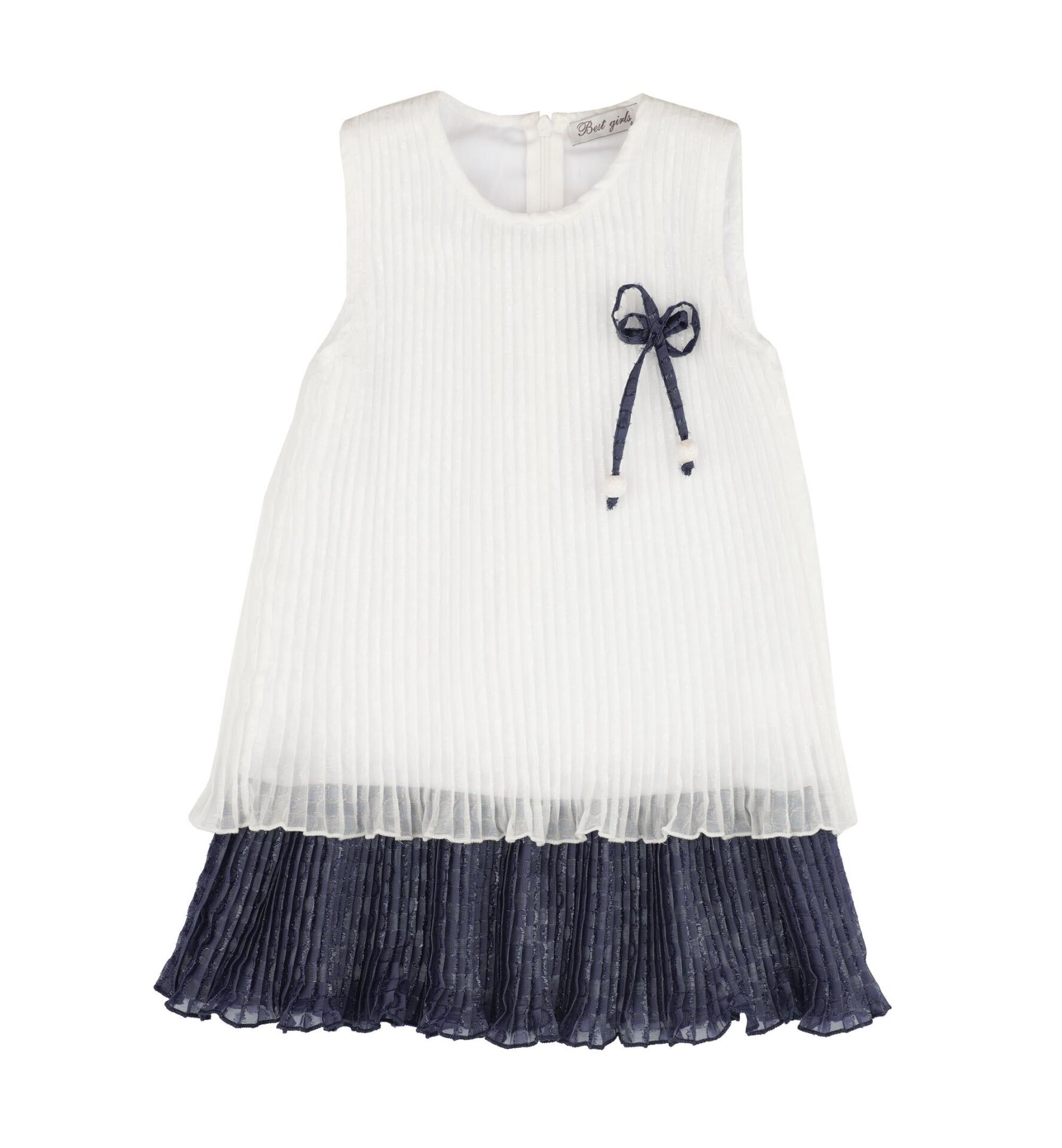 KIZ ÇOCUK İKİ RENK PİLİLİ ELBİSE