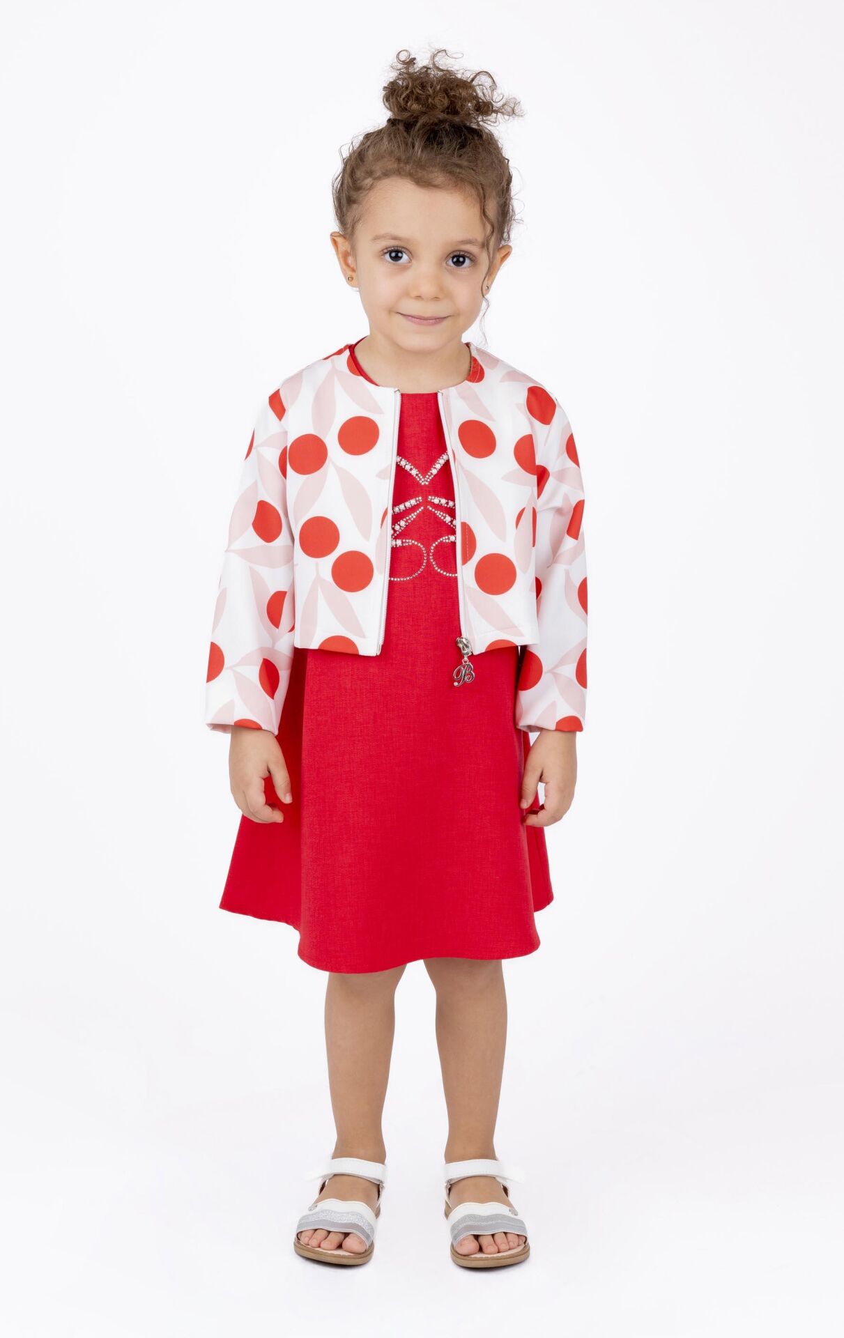 KIZ ÇOCUK DESENLİ CROP CEKET