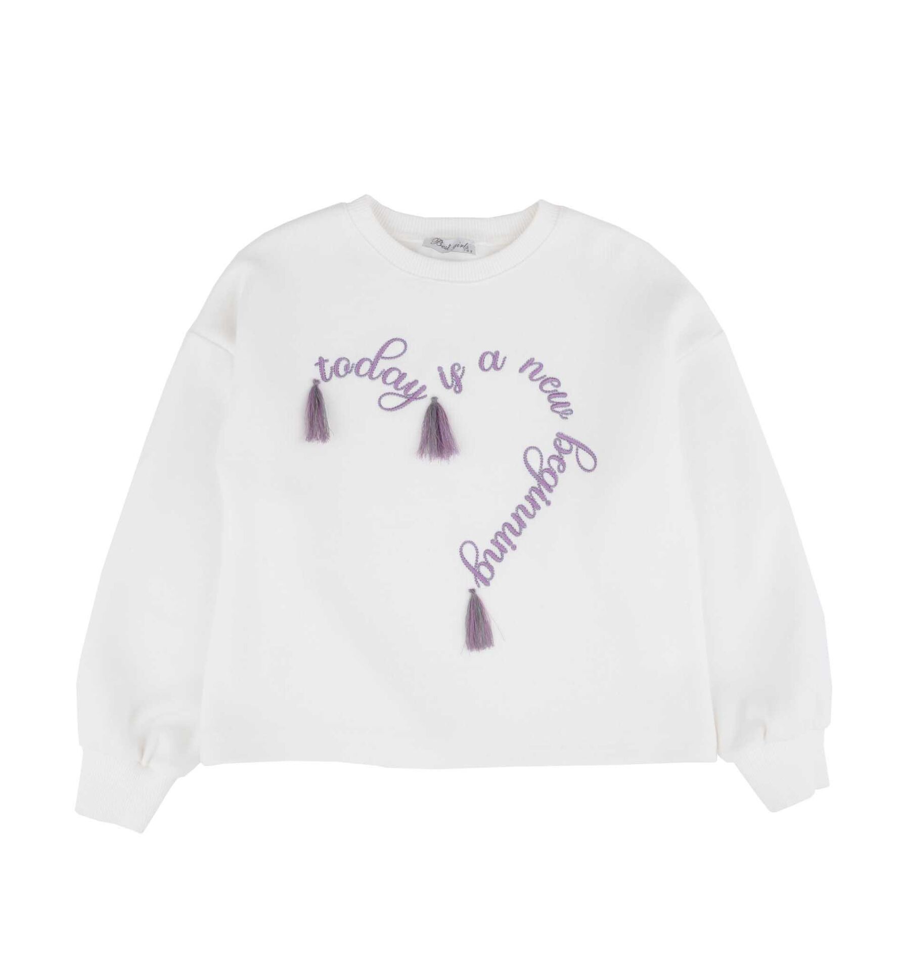 KIZ ÇOCUK NAKIŞLI SWEATSHIRT