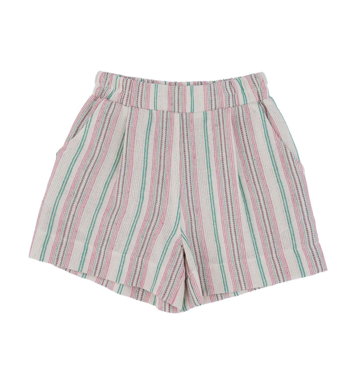 KIZ ÇOCUK CEPLİ ÇİZGİLİ ŞORT