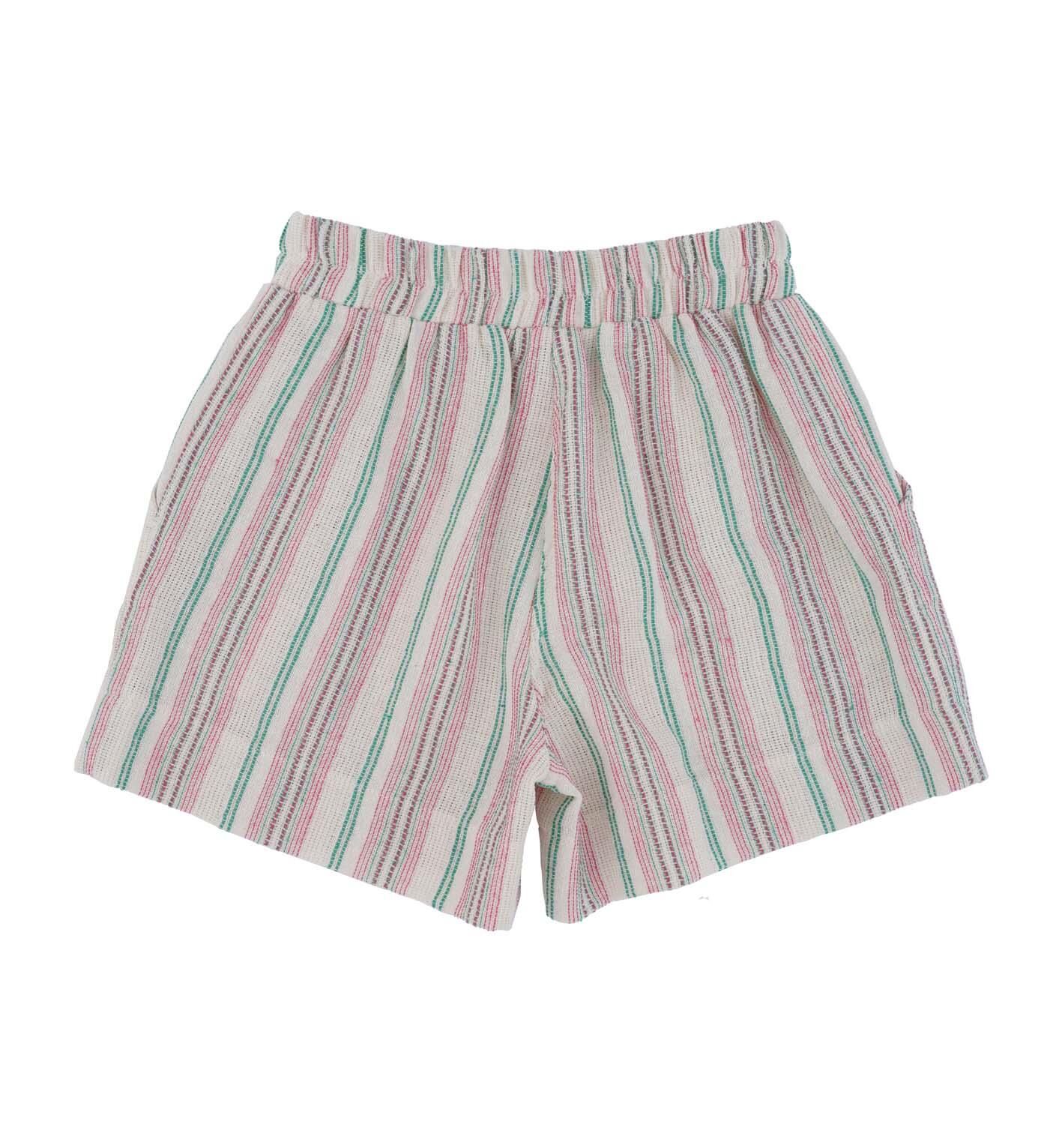 KIZ ÇOCUK CEPLİ ÇİZGİLİ ŞORT