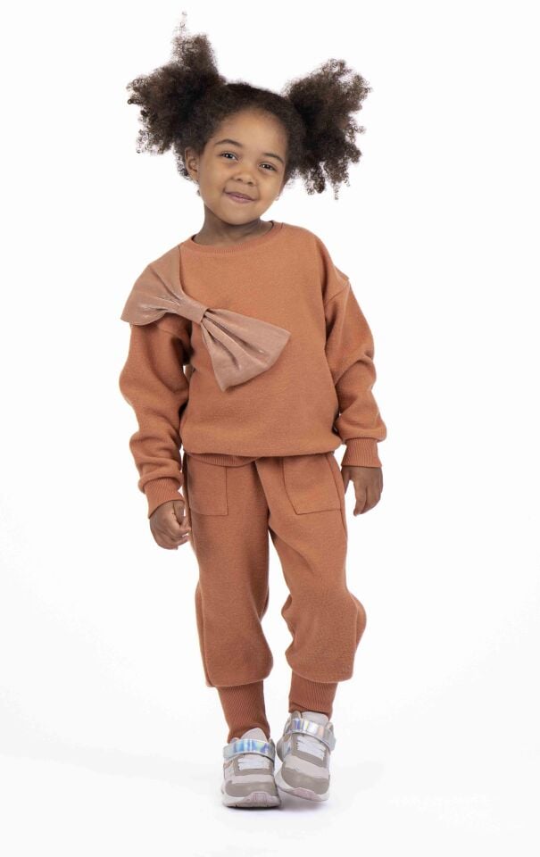 KIZ ÇOCUK FİYONK DETAYLI SWEATSHIRT